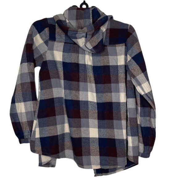 Rustic Outfitters Women's Plaid Lace Hooded Button Shirt Medium Capsule Cotton - Picture 2 of 7